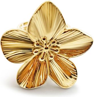 Hzmer Jewellery floral-detail ring - women - stainless steel - One Size - Gold