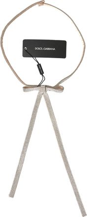 Dolce & Gabbana Beige Zijden Helder Kristallen Strik Tailleband