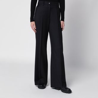 Moncler Pantaloni neri in lana a gamba ampia