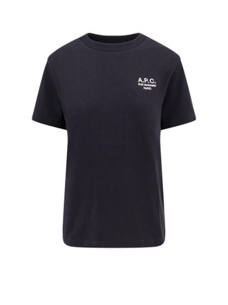 A.P.C. A. P.C.-Organic Cotton T-Shirt With Logo Embroidery-Donna