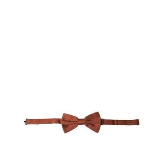 Dolce & Gabbana Bow Ties, male, Brown, ONE SIZE, Brown Silk Bow Tie Adjustable Neck