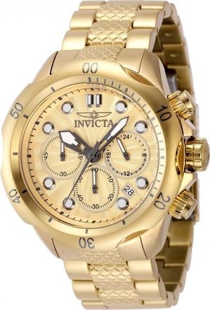 Invicta Venom Chronograph GMT Quartz Gold Dial Mens Watch 47753