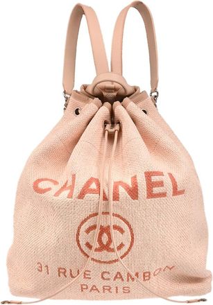 Chanel Deauville Backpack Canvas Pink Canvas Backpack Bag (Pre-Owned)