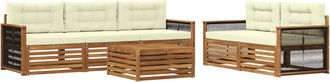 vidaXL Conjunto De Sof&aacute;s De Exterior 6 Uds. Natural Y Crema Vidaxl