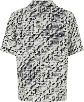 Tory Burch Womens Printed Silk Shirt Ivoryblack Exterior: Camicie
