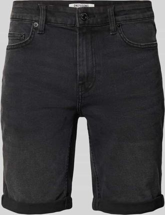 Only & Sons Regular Fit Jeansshorts aus Baumwoll-Mix mit Viskose-Anteil Modell SPY in Black, Gr&ouml;&szlig;e XXL