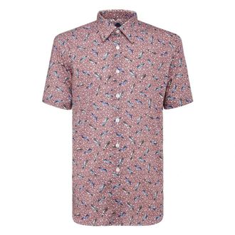 Billionaire Boys Club Shirt Slim Fit - Heren - Korte mouwen Overhemden - Rood - S - Katoen - Overhemden