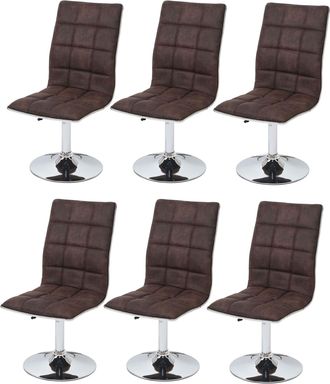 Hhg Hhg - Nunca Usado] Lote De 6 Sillas De Comedor 105, Silla Silla De Cocina, Altura Regulable Giratoria, Tela/textil Mvg, Vintage Marr&oacute;n Oscuro