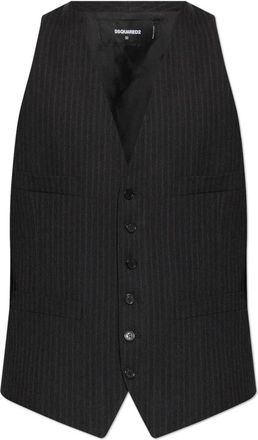 Dsquared2 Wool Striped Vest - Heren - Bodywarmers - Grijs - XL - Wol - Jassen