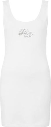 Philipp Plein Mini Tank Dress Signature - Dames - Korte kleedjes - Wit - M - Katoen - Kleedjes