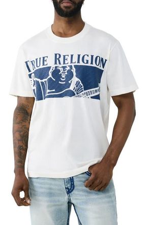 True Religion Checkered Buddha Cotton Graphic T-Shirt in Winter White at Nordstrom, Size Xxx-Large