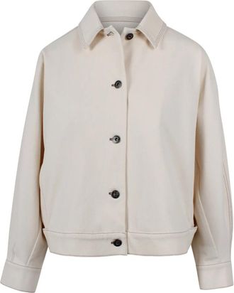 Max Mara Overshirt-jas van jersey met denim effect - Dames - Spijkerjassen - Beige - L - Denim - Jassen