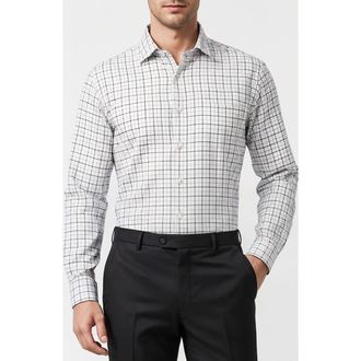JB Britches Micro Check Woven Dress Shirt in White at Nordstrom Rack, Size 16.5 - 32/33