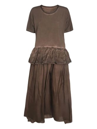 Uma Wang peplum-hem dress - women - Cotton/Elastane - M - Brown