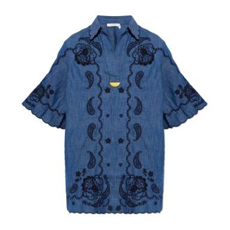 Zimmermann Aster Embroidered Denim Dress - female - Zimmermann - Shirt Dresses - Blue - S - Dresses