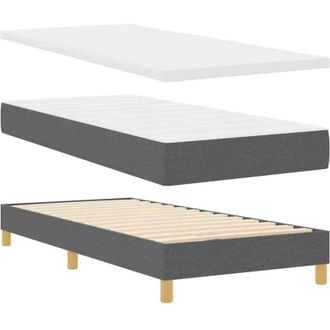vidaXL Vidaxl - Cama Con Somier Y Colch&oacute;n Crema 90x200 Cm Fabric Gris Oscuro