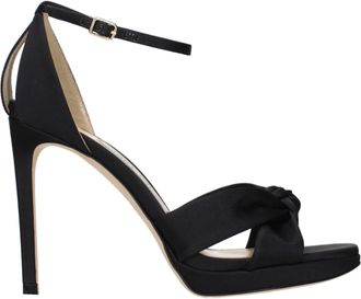 Jimmy Choo London Black Satin Platform Womens Sandals