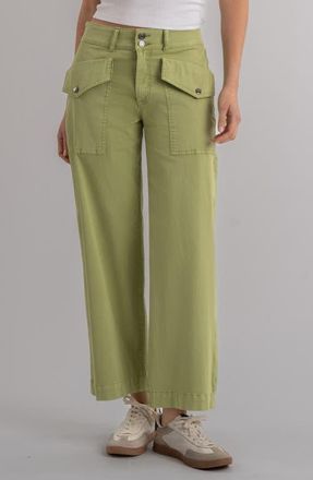 Kut from the Kloth Flap Pocket High Waist Ankle Wide Leg Pants in Green Tea at Nordstrom, Size 10