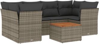 vidaXL Vidaxl - Set De Sof&aacute;s De Jard&iacute;n 7 Piezas Con Cojines Rat&aacute;n Pe Gris