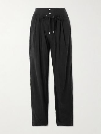 Isabel Marant Pantaloni A Gamba Affusolata In Misto Lyocell Tencel Con Pinces Gleen - Nero
