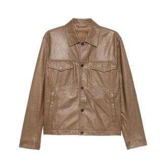 Emporio Armani Leather Jacket - male - Emporio Armani - Leather Jackets - Brown - L - Jackets