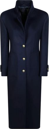 Pinko Verici Cappotto Panno Velour - Dames - Mantel - Blauw - S - Wol - Jassen