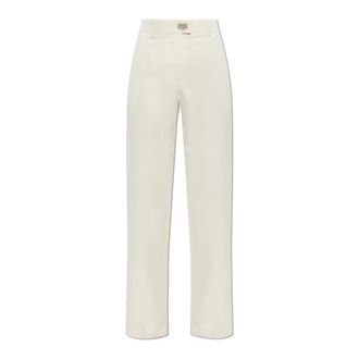 Ferragamo Wide Trousers, female, White, Size: 3XS Crisp Crease Trousers