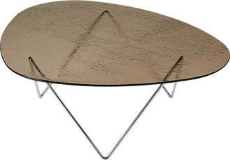 GUBI Pedrera Couchtisch, Chrom / Glas strukturiert bronze