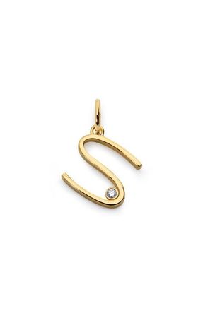 Monica Vinader Lab Grown Diamond Initial Pendant in 18K Gold Vermeil /Diamond at Nordstrom