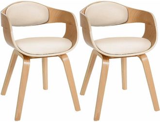 Clp Set di 2 sedie Kingston in finta pelle Natura/crema