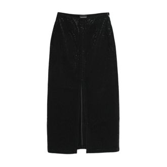 Emporio Armani Rokken, Dames, Zwart, S, Katoen, Lange Drill Rok Met Micro Studs Overal