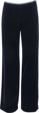 Emporio Armani Fluwelen Broek - Dames - Straight fit broeken - Blauw - S - Broeken