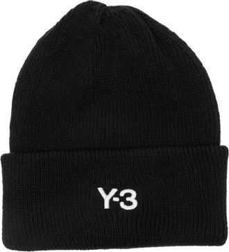Yohji Yamamoto Black Logo Beanie Hat