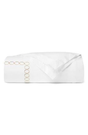 SFERRA Catena Border Print Cotton Duvet Cover in White/Sand at Nordstrom, Size Full