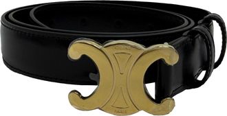 Celine Pre-owned Womens Triomphe Belt in Black Leather - One Size