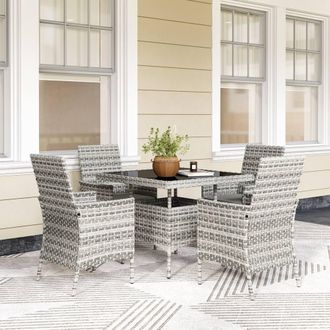 OUTSUNNY 4 Seater Rattan Garden Furniture Set with Cushion in Mid Grey
