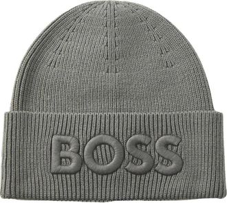 HUGO BOSS Afox R Beanie - Heren - Hoeden - Grijs - ONE Size - Wol - Accessoires