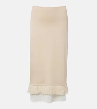 Bottega Veneta Falda midi de punto de seda