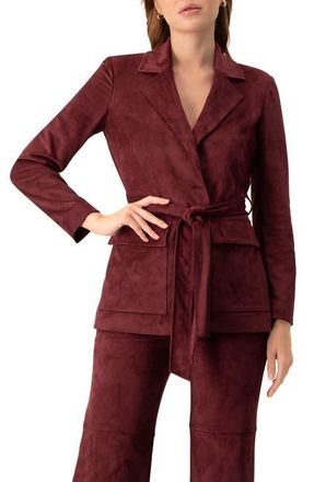 Ivonne Faux-Suede Blazer with Waist Tie in Wine at Nordstrom, Size 12