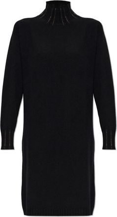 Fabiana Filippi Gebreide jurk met coltrui - Dames - Kleedjes - Zwart - 2XS - Wol - Kleedjes