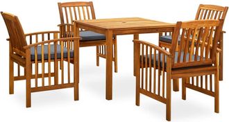 vidaXL Set Comedor De Jard&iacute;n 5 Pzas Y Cojines Madera Maciza De Acacia Vidaxl
