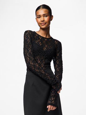 Pieces Spitzenshirt »PCHAZEL LS LACE TOP NOOS«