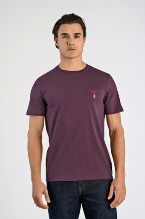Lindbergh T-Shirt LINDBERGH, Herren, Gr. L, deep lila, Single Jersey, Obermaterial: 100% Baumwolle, bestickt, unifarben, relaxed fit h&uuml;ftbedeckend, Rundhals, Sh