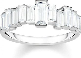 Thomas Sabo Dames Ring Baguette Slijpsel 925 Sterling Zilver Tr 2269-051-14-54 - Dames - Ringen - Grijs - ONE Size - Accessoires