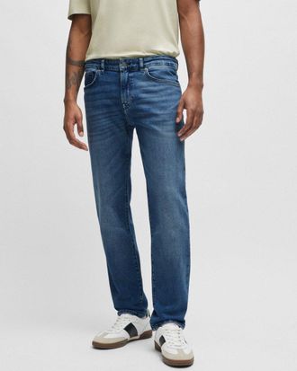 Boss Orange by Hugo Boss Mens Re.Maine BC-C Regular Fit Jeans in Mid Blue Comfort-Stretch Denim NOS Cotton - Size 34W/30L