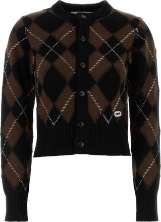 Ami Geborduurd Argyle Wol Vest - Dames - Truien - Bruin - Maat: M Wol