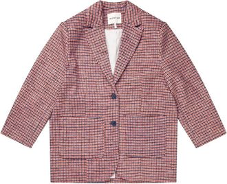 Munthe Jassen, Dames, Rood, S, Elegante Oversized Geruite Blazer Rood