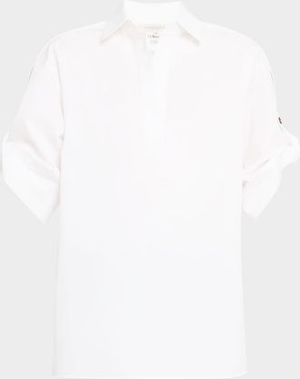 Lafayette 148 New York Tab-Sleeve Cotton Shirt