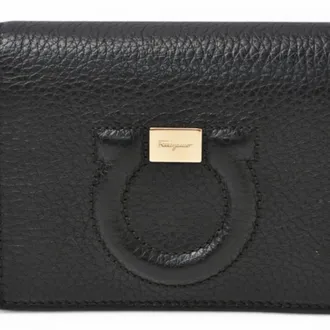 Ferragamo Black Leather Wallet (Bi-Fold) (Pre-Owned)