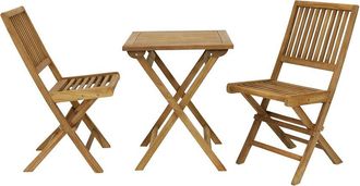Sunnydaze Nantasket 3Pc Teak Folding Outdoor Bistro Set